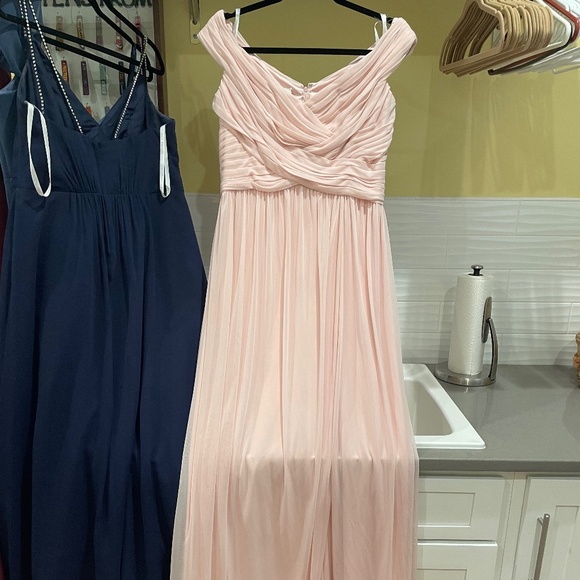 David's Bridal Dresses & Skirts - David’s Bridal Petal Crisscross Off-the-Shoulder Mesh Bridesmaid Dress